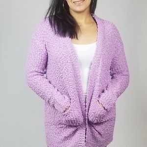 Lavender Popcorn Knit Cardigan